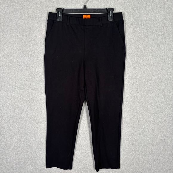 Mary Crafts Pants 12 Black Pull On‎ Ponte Elastic Waist Crop Ankle Career Office - Picture 1 of 11